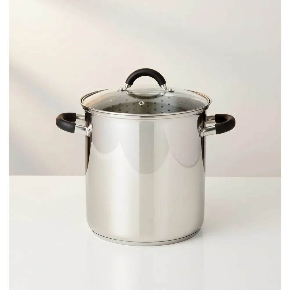 12 Qt Stainless Steel Pasta Cooker with Glass Lid & Silicone Handles - Fast Heating Multi-Pot for Family Cooking
12 Qt Stainless Steel Pasta Cooker with Glass Lid & Silicone Handles - Fast Heating Multi-Pot for Family Cooking