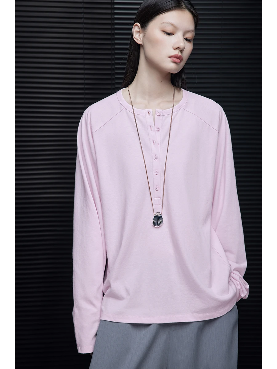 Pink Long Sve Henry Collar T-irt Women's Casual Loose Fit Street Sle Cotton Polyester Blend Autumn New Arrival
Pink Long Sve Henry Collar T-irt Women's Casual Loose Fit Street Sle Cotton Polyester Blend Autumn New Arrival