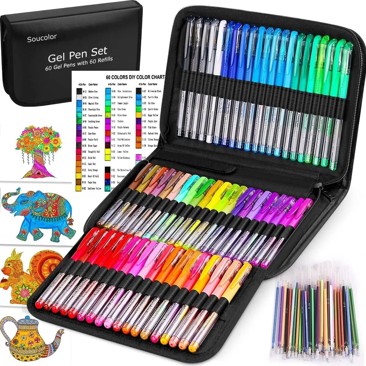 120 Gel Pens Set with Refills, 40% More Ink for Adult Coloring Books, Drawing Journaling Art Supplies
120 Gel Pens Set with Refills, 40% More Ink for Adult Coloring Books, Drawing Journaling Art Supplies