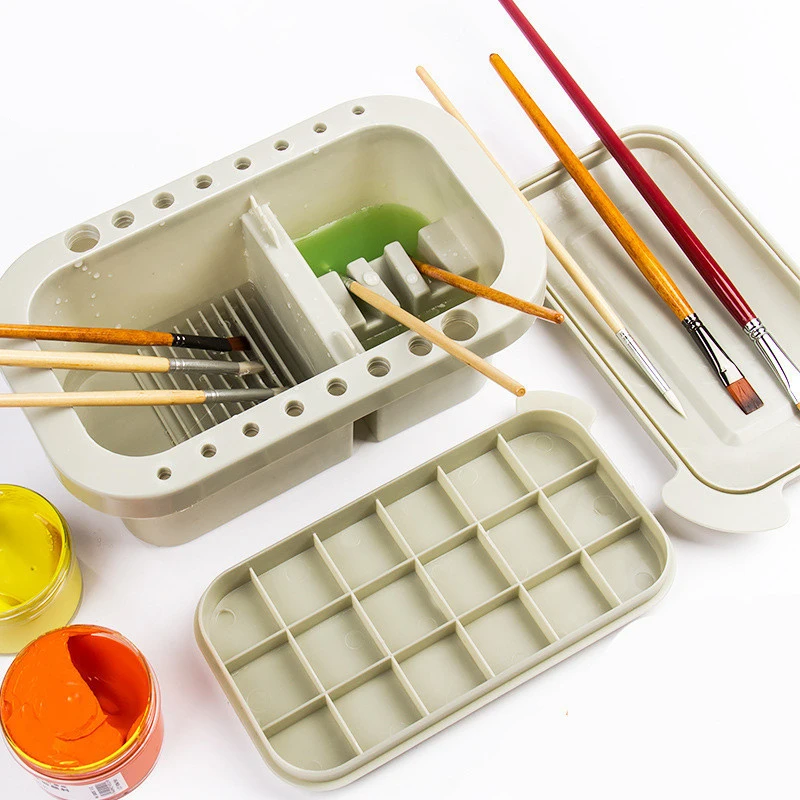 3 IN 1 Multi-Use Paint Brush Basin with Brushes Holder Washer Trays Palette Box Paint Brush Cleaner Plastic Artist Cleaner Cup
3 IN 1 Multi-Use Paint Brush Basin with Brushes Holder Washer Trays Palette Box Paint Brush Cleaner Plastic Artist Cleaner Cup