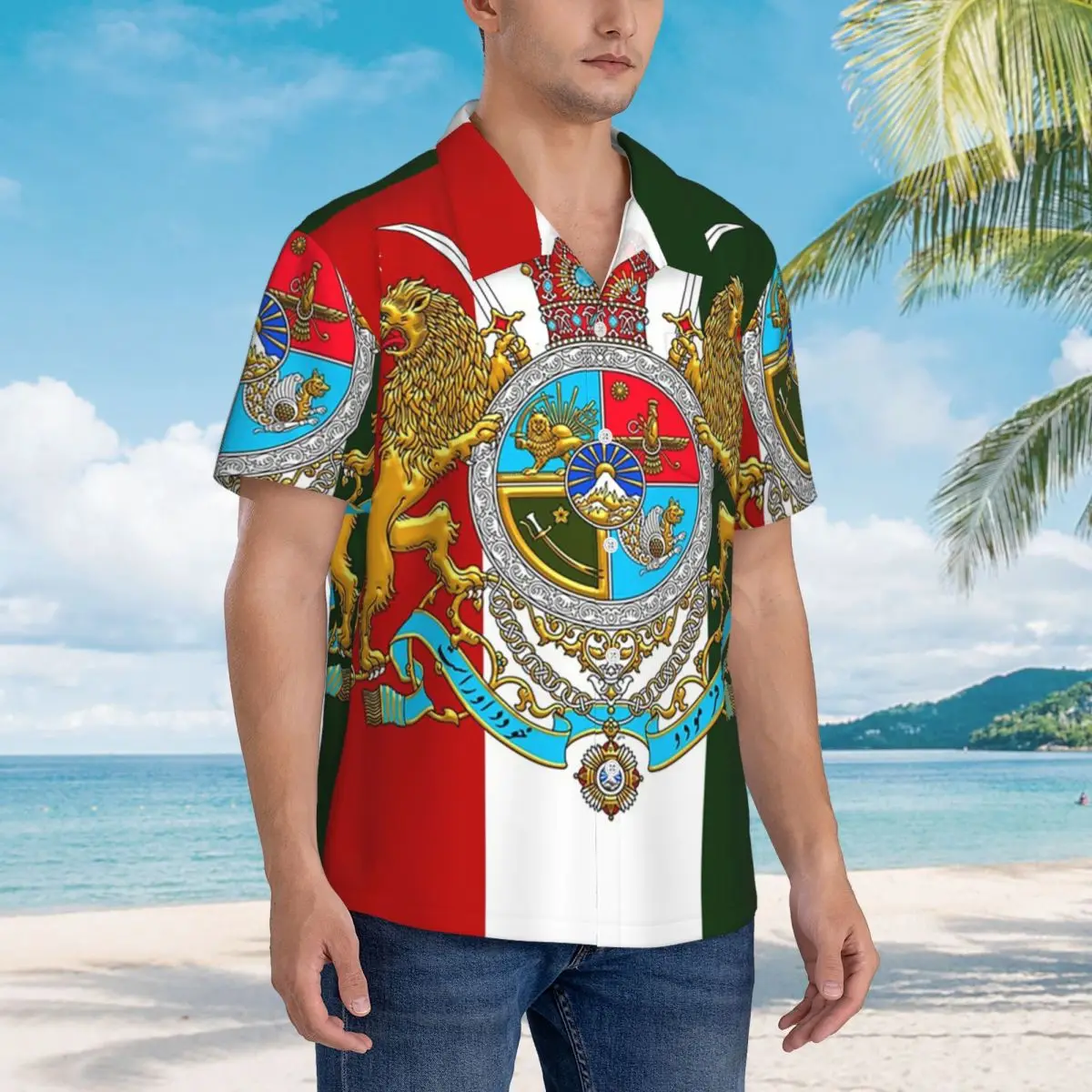 Iran Flag Emblem Persia Sun Lion Hawaiian Shirts Funny Men Short Sleeve Shirt for Summer Beach Men's Lapel Tops
Iran Flag Emblem Persia Sun Lion Hawaiian Shirts Funny Men Short Sleeve Shirt for Summer Beach Men's Lapel Tops