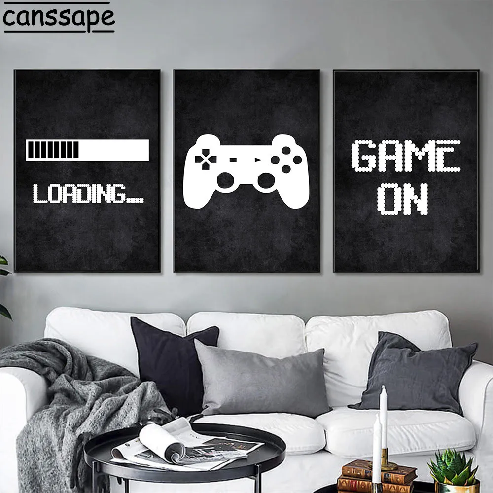 Game Loading Quote Art Print Gamepad Canvas Painting Gamer Poster Black and White Posters Nordic Wall Pictures Playroom Decor
Game Loading Quote Art Print Gamepad Canvas Painting Gamer Poster Black and White Posters Nordic Wall Pictures Playroom Decor