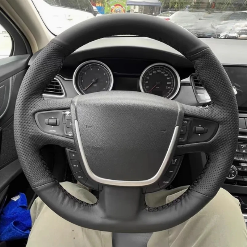 Custom Hand-stitched Black Genuine Leather Anti-slip Car Steering Wheel Cover For Peugeot 508 2011-2018 508 SW 2011 2012-2018
Custom Hand-stitched Black Genuine Leather Anti-slip Car Steering Wheel Cover For Peugeot 508 2011-2018 508 SW 2011 2012-2018
