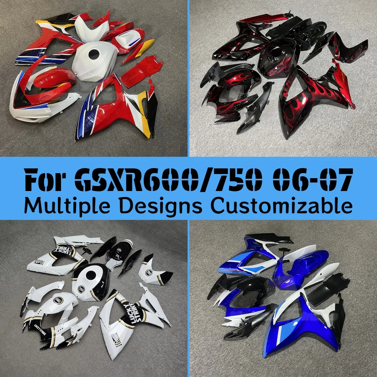 New Custom Fairing Kit GSXR600/750 2006 2007 Racing Bodywork Motorcycle Body Parts Full Set Fairings for GSXR 600 750 06 07
New Custom Fairing Kit GSXR600/750 2006 2007 Racing Bodywork Motorcycle Body Parts Full Set Fairings for GSXR 600 750 06 07
