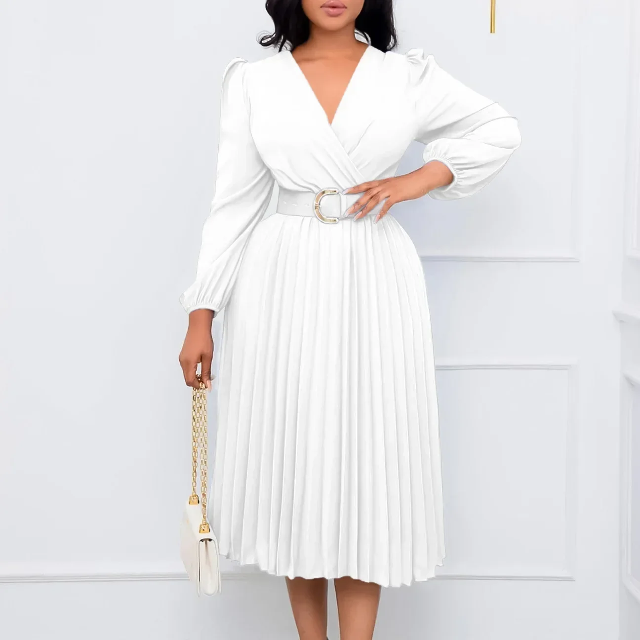 African Dresses for Women Elegant Autumn Africa Long Sleeve V-neck Polyester White Yellow Red Blue Pleated Dress African Clothes
African Dresses for Women Elegant Autumn Africa Long Sleeve V-neck Polyester White Yellow Red Blue Pleated Dress African Clothes