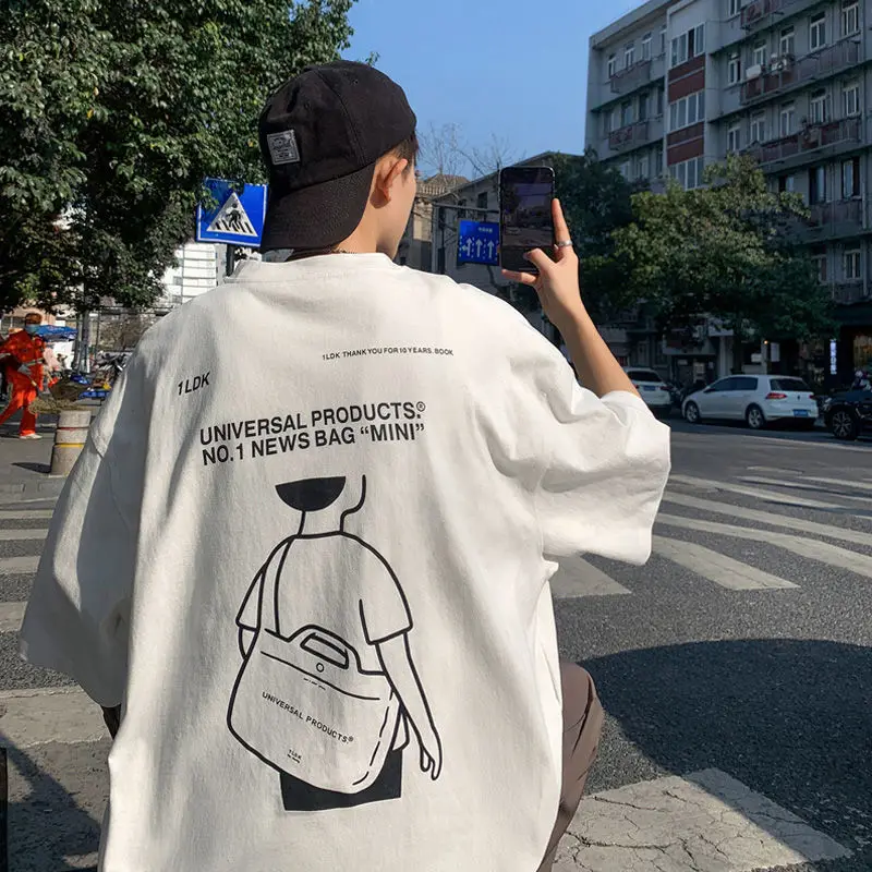 Pure cotton men's short-sleeved T-shirt new Hong Kong style trendy oversize loose and handsome street half-sleeved T-shirt tops
Pure cotton men's short-sleeved T-shirt new Hong Kong style trendy oversize loose and handsome street half-sleeved T-shirt tops