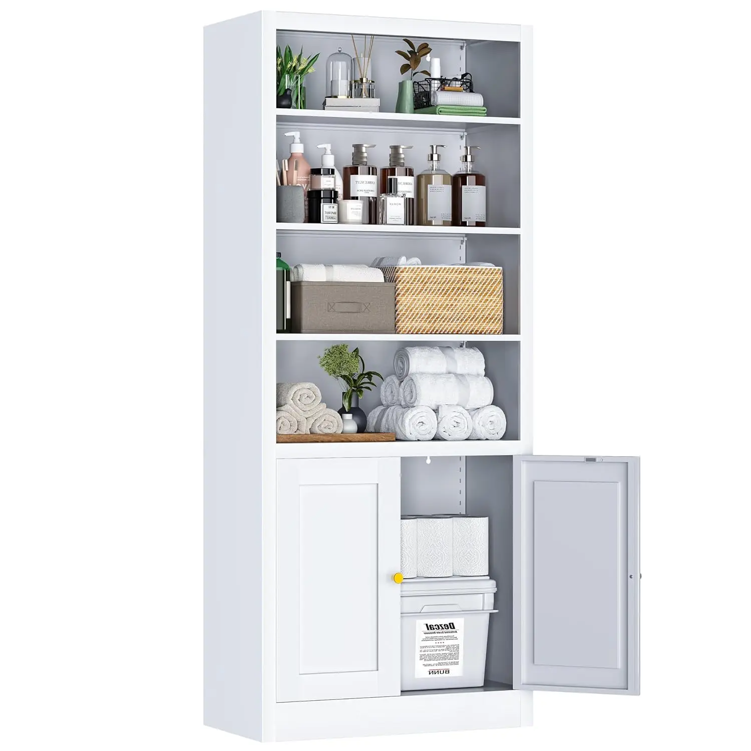 Tall Bathroom Storage Cabinet, Metal Bathroom Cabinets with Adjustable Shleves and 2 Doors, Freestanding Linen, Customized
Tall Bathroom Storage Cabinet, Metal Bathroom Cabinets with Adjustable Shleves and 2 Doors, Freestanding Linen, Customized