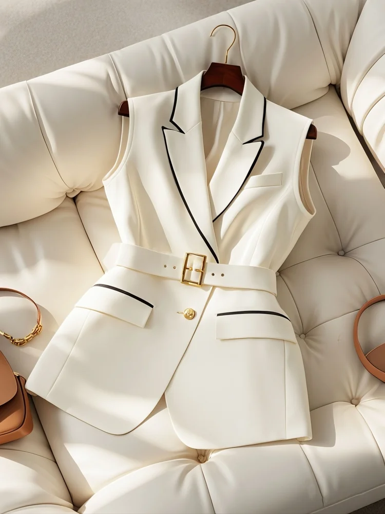 Korean Fashion White Suit Vest Women Clothing Autumn New High end Commuter Waist Cinched Slimming Sleeveless Coat Women Tops
Korean Fashion White Suit Vest Women Clothing Autumn New High end Commuter Waist Cinched Slimming Sleeveless Coat Women Tops