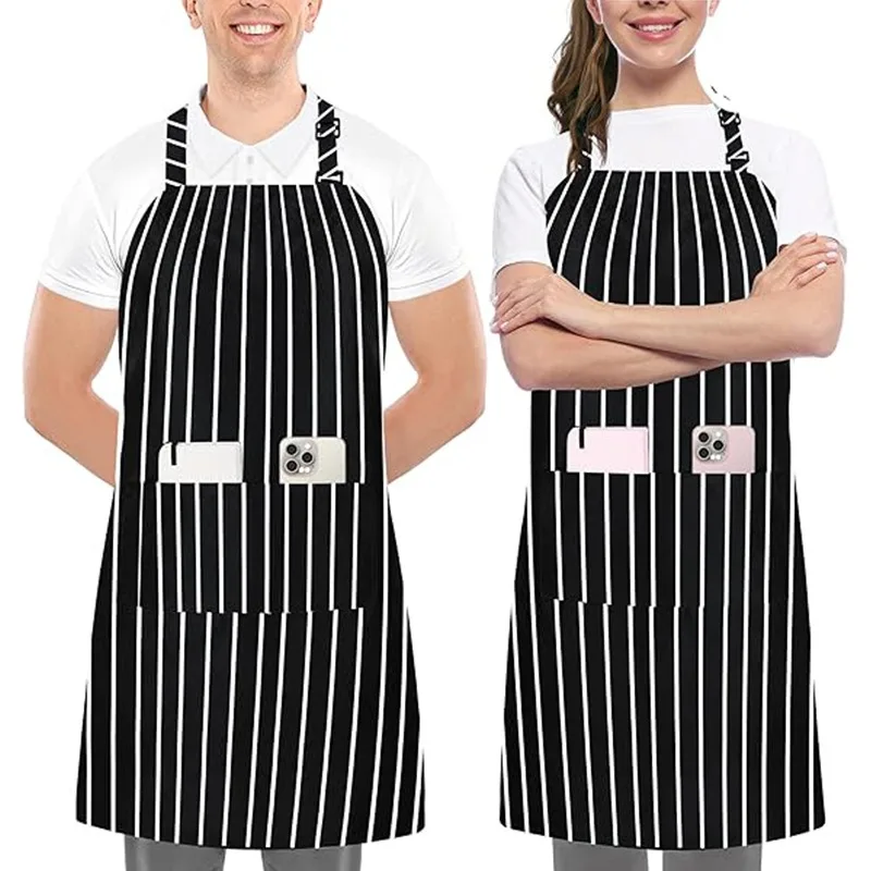 White Black Striped Man Woman Home Restaurant Kitchen Baking Nail Bib Oil Repellent Work Apron 2 Pockets Adjustable Clean Apron
White Black Striped Man Woman Home Restaurant Kitchen Baking Nail Bib Oil Repellent Work Apron 2 Pockets Adjustable Clean Apron