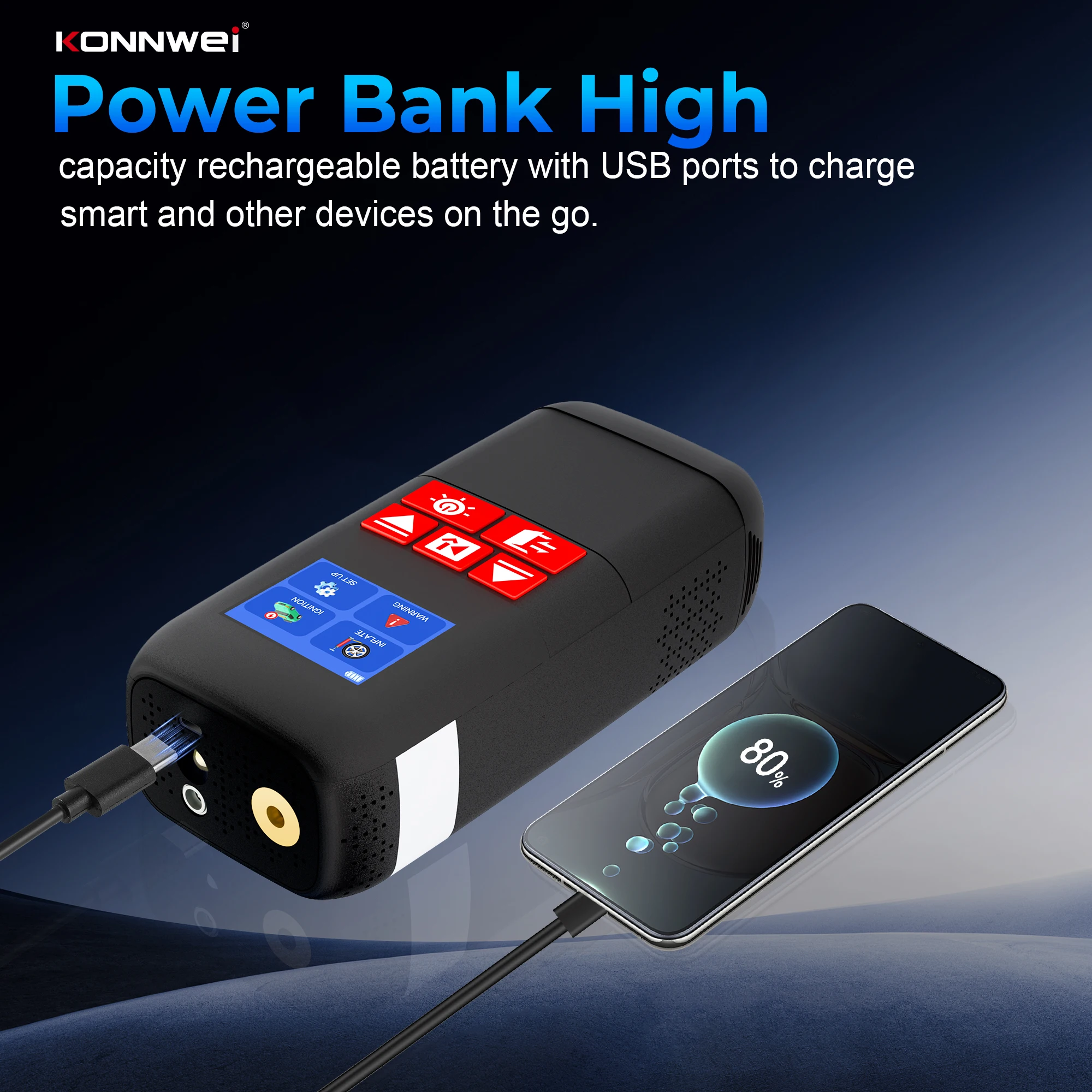 High Power Lithium Battery Car Jump Starter, 12V Booster Jump Starter
High Power Lithium Battery Car Jump Starter, 12V Booster Jump Starter
