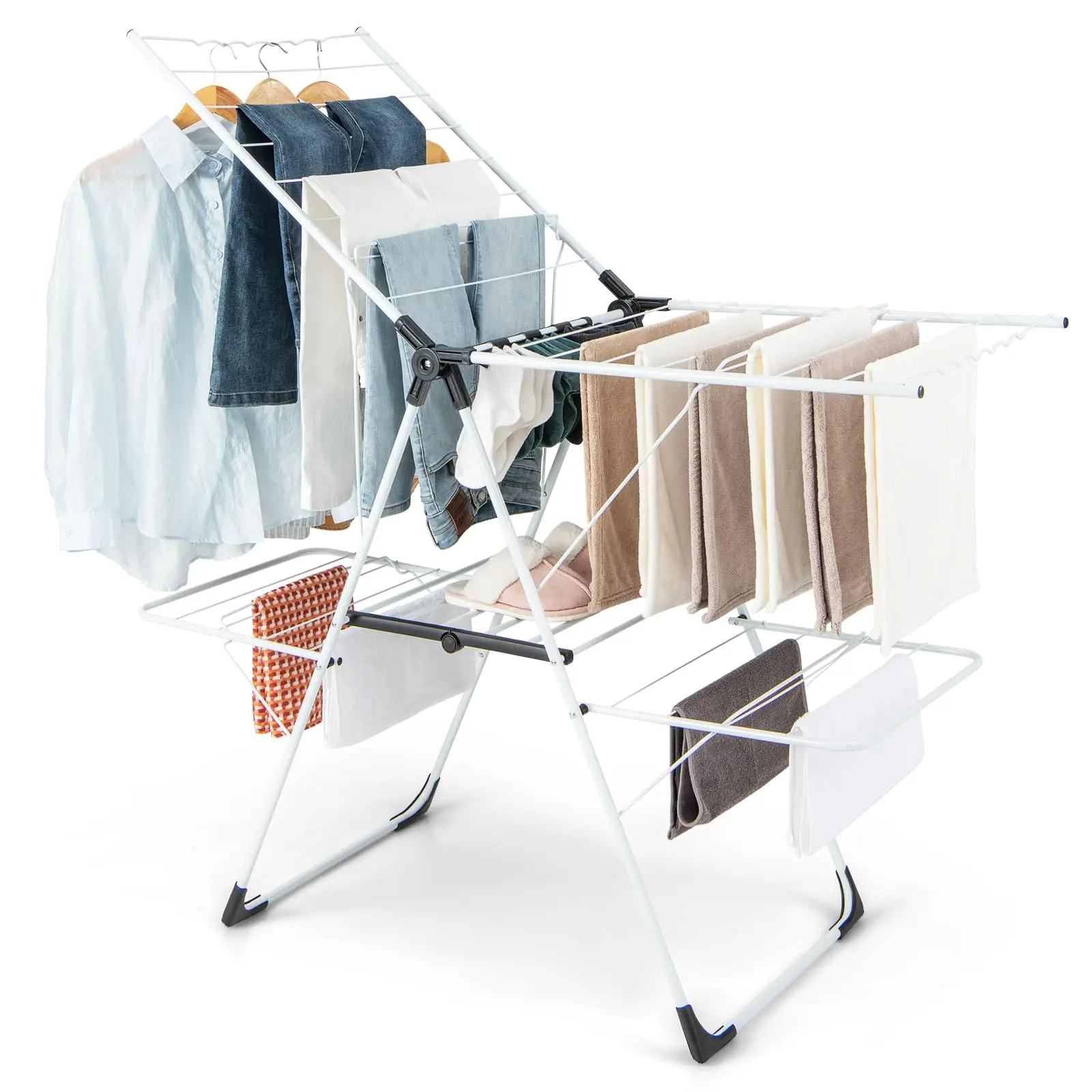 Foldable Clothes Drying Rack With Adjustable Wings 33 Rails And Sock Clips Freestanding Gullwing Garment Stand Indoor Outdoor
Foldable Clothes Drying Rack With Adjustable Wings 33 Rails And Sock Clips Freestanding Gullwing Garment Stand Indoor Outdoor