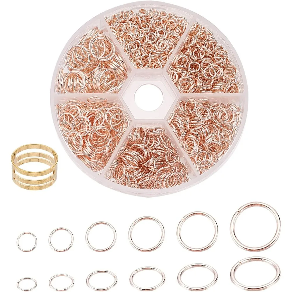 1250pcs Jump Rings 6 Sizes Jewelry Loop Ring Jump Lock Rings O Rings Connectors Rose Gold Links Open Jump Ring for making kit
1250pcs Jump Rings 6 Sizes Jewelry Loop Ring Jump Lock Rings O Rings Connectors Rose Gold Links Open Jump Ring for making kit