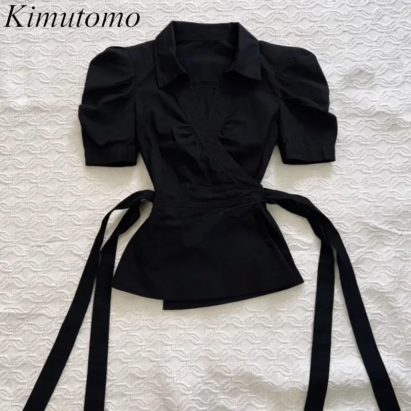 Kimutomo Women Shirts Vintage Puff Short Sleeve V Neck Turn Down Collar Bandage Sweet Vintage Blouse Y2k Harajuku Tops Ladies
Kimutomo Women Shirts Vintage Puff Short Sleeve V Neck Turn Down Collar Bandage Sweet Vintage Blouse Y2k Harajuku Tops Ladies