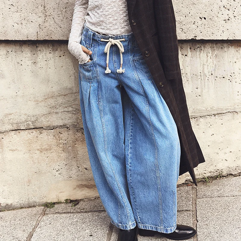 Women Elasitc Waist Barrel Leg Jean Twist Banana Denim Pants Wide Leg Baggy Jeans Streetwear Casual Drawstring Boyfriend Jeans
Women Elasitc Waist Barrel Leg Jean Twist Banana Denim Pants Wide Leg Baggy Jeans Streetwear Casual Drawstring Boyfriend Jeans