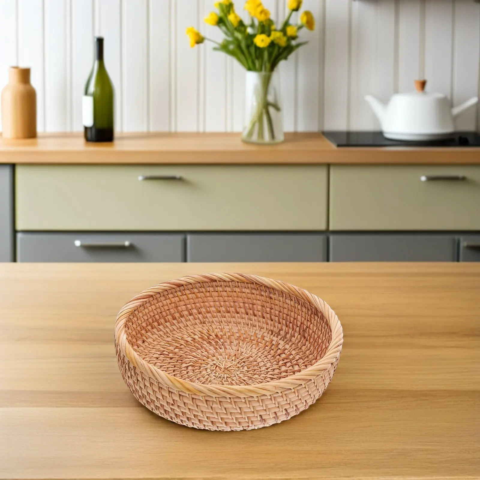 Rattan Fruit Basket Round Hand Woven Wicker Tray Natural Material for Kitchen Counter Fruits Vegetables Snacks Bread Rustic
Rattan Fruit Basket Round Hand Woven Wicker Tray Natural Material for Kitchen Counter Fruits Vegetables Snacks Bread Rustic