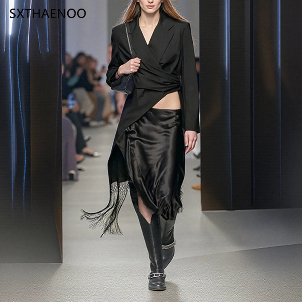 SXTHAENOO Trendy Irregular Hem Fringed Waist-Cinching Jacket Autumn New Style Women's Single-Breasted Suit Fashion Outerwear
SXTHAENOO Trendy Irregular Hem Fringed Waist-Cinching Jacket Autumn New Style Women's Single-Breasted Suit Fashion Outerwear