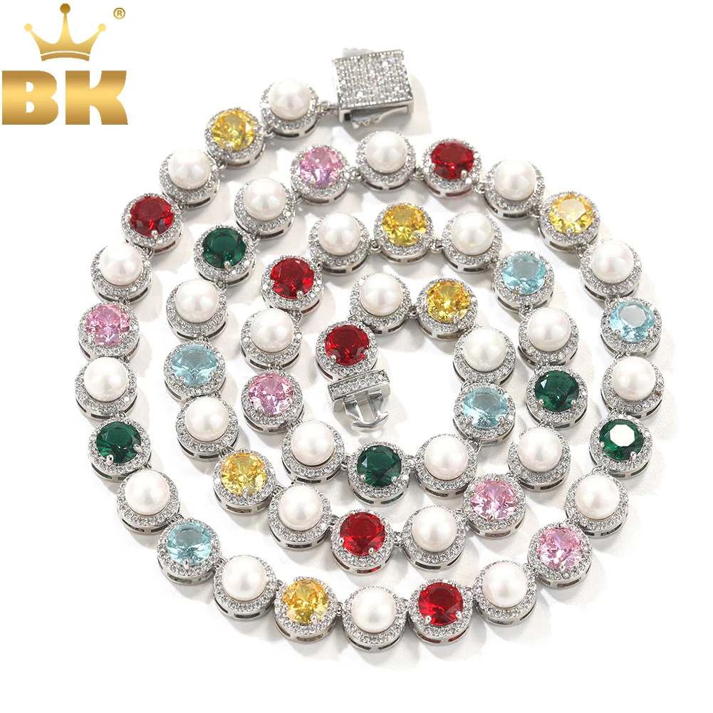 THE BLING KING Mixed Pearl Colorful Round Gemstone Necklace Iced Out Multi Color Big CZ Luxury Bracelet HipHop Jewelry For Gift
THE BLING KING Mixed Pearl Colorful Round Gemstone Necklace Iced Out Multi Color Big CZ Luxury Bracelet HipHop Jewelry For Gift