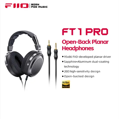FiiO FT1 Pro Open-Back Planar Magnetic Wired Hi-Fi Headphones for Home, Studio, Recording, High Sensitivity