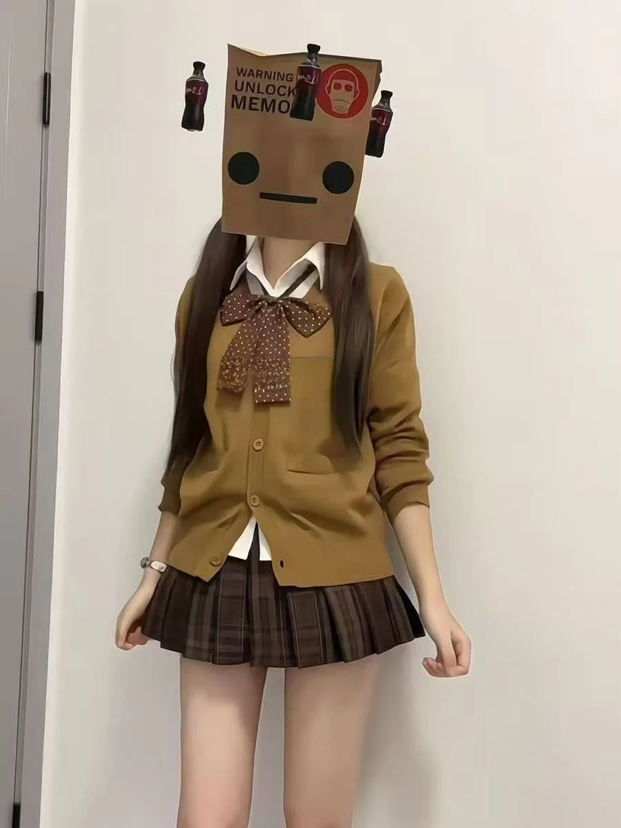 Вязаный длинный открытый кардиган Caramel Long Sve, белый многослойный коричневый клетчатый комплект с юбкой в клетку, комплект College Sle Faion Ensemble
Вязаный длинный открытый кардиган Caramel Long Sve, белый многослойный коричневый клетчатый комплект с юбкой в клетку, комплект College Sle Faion Ensemble