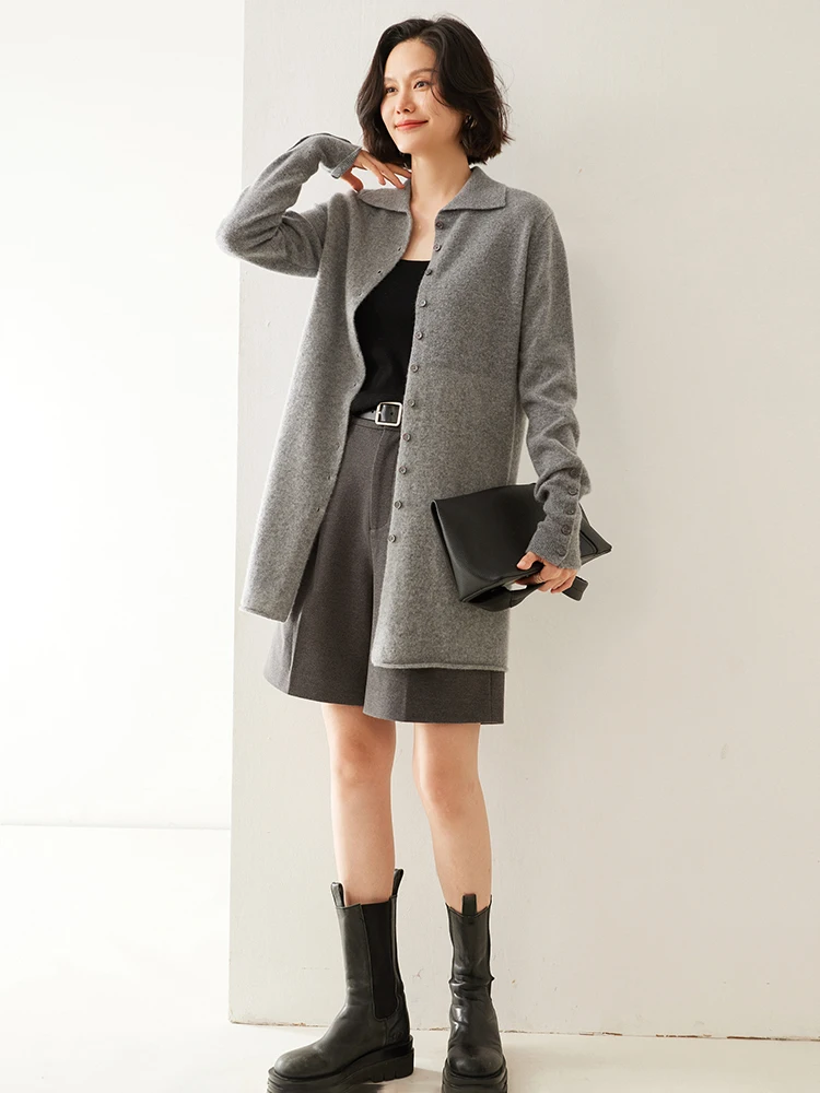 Women's 100% Cashmere Polo Collar Mid Length Long Sleeved Cardigan Autumn Winter Thick Casual Sweater Lazy Simple Comfort Knit
Women's 100% Cashmere Polo Collar Mid Length Long Sleeved Cardigan Autumn Winter Thick Casual Sweater Lazy Simple Comfort Knit