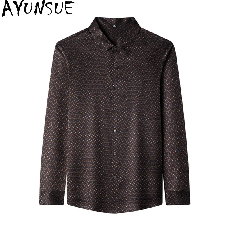 AYUNSUE 2025 Spring Autumn Printed Mens Silk Shirts Business Casual Ice Silk Tops 90.8% Mulberry Silk Shirts for Man Clothing
AYUNSUE 2025 Spring Autumn Printed Mens Silk Shirts Business Casual Ice Silk Tops 90.8% Mulberry Silk Shirts for Man Clothing