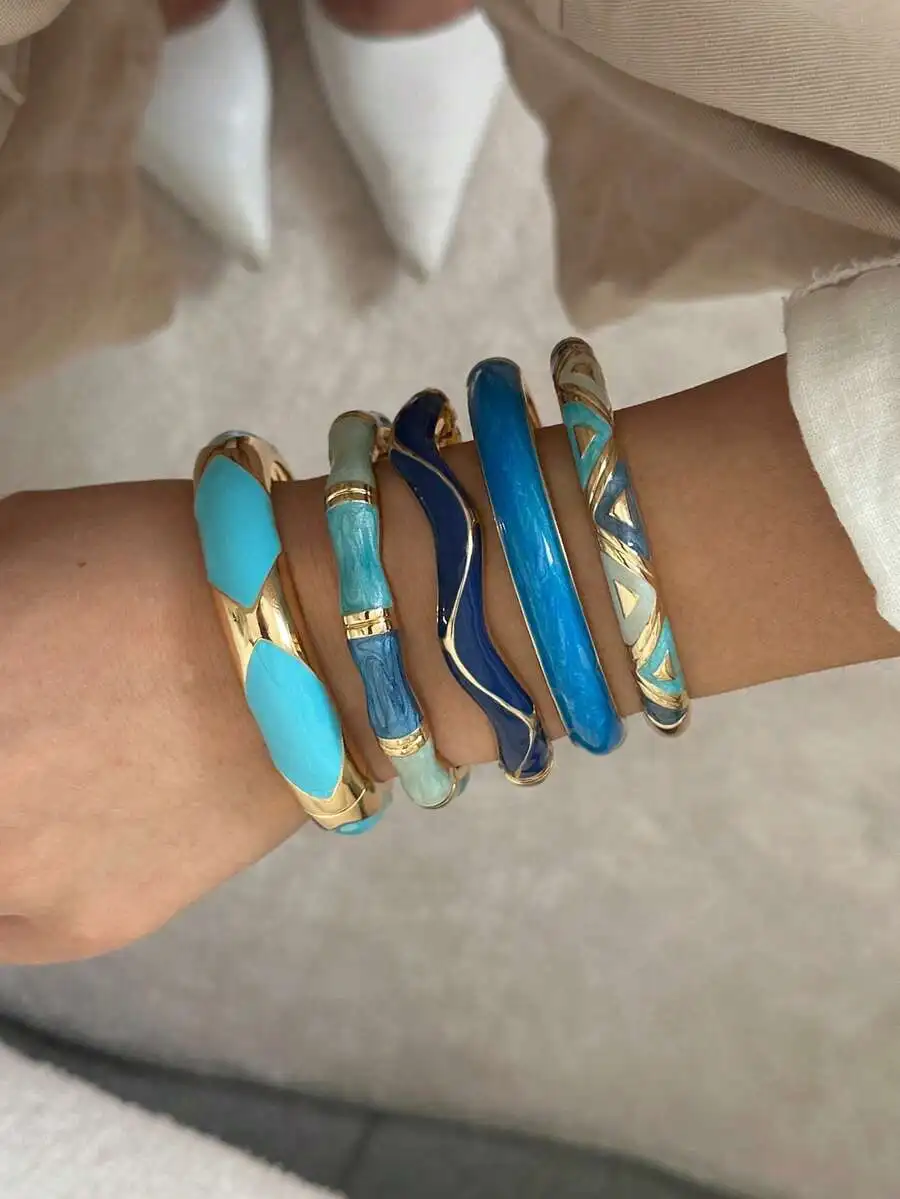 Enamel Bangles Set Wide Colorful Contrast Design Fashion Bracelet For Women
Enamel Bangles Set Wide Colorful Contrast Design Fashion Bracelet For Women