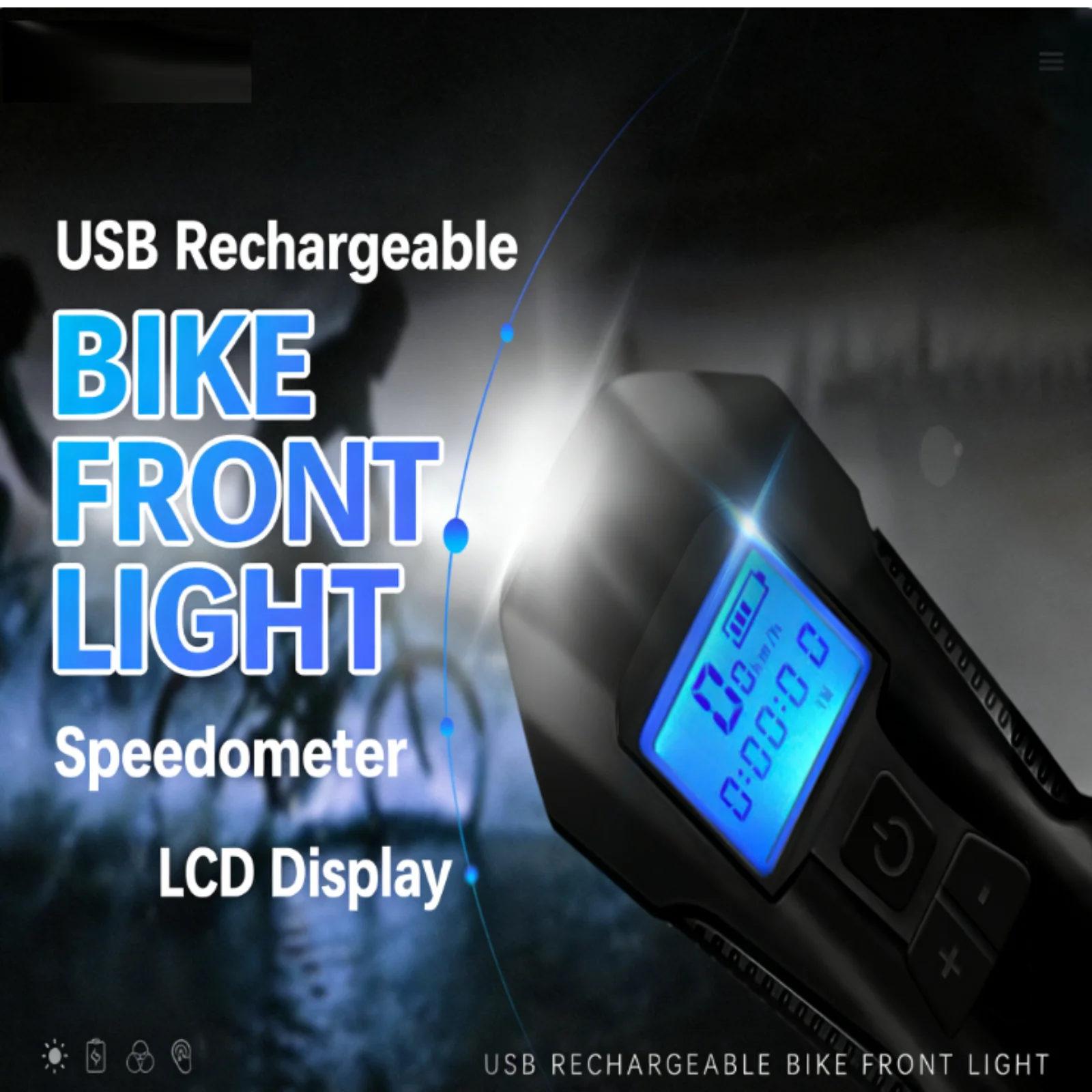 USB Rechargeable Bike Front Light with Speedometer & Horn,IPX5 Waterproof Bicycle Headlight,4 Modes LED Cycling Safety Light
USB Rechargeable Bike Front Light with Speedometer & Horn,IPX5 Waterproof Bicycle Headlight,4 Modes LED Cycling Safety Light