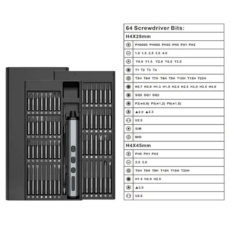 68 In 1 Electric Screwdriver Kit 5 Torque Settings Precision Power Tool Supplies Screw Driver Bits For Phone Glasses Watch PC
68 In 1 Electric Screwdriver Kit 5 Torque Settings Precision Power Tool Supplies Screw Driver Bits For Phone Glasses Watch PC