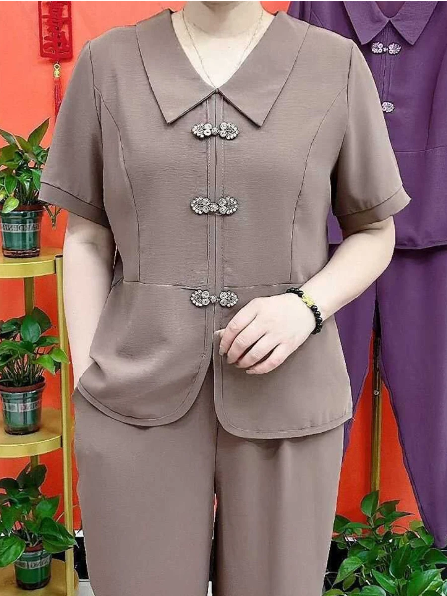 Casual Summer Autumn Women's Set Buttoned Square Collar Splice Top Elastic Waist Wide Leg Pants Age Reduction Two Piece Set
Casual Summer Autumn Women's Set Buttoned Square Collar Splice Top Elastic Waist Wide Leg Pants Age Reduction Two Piece Set
