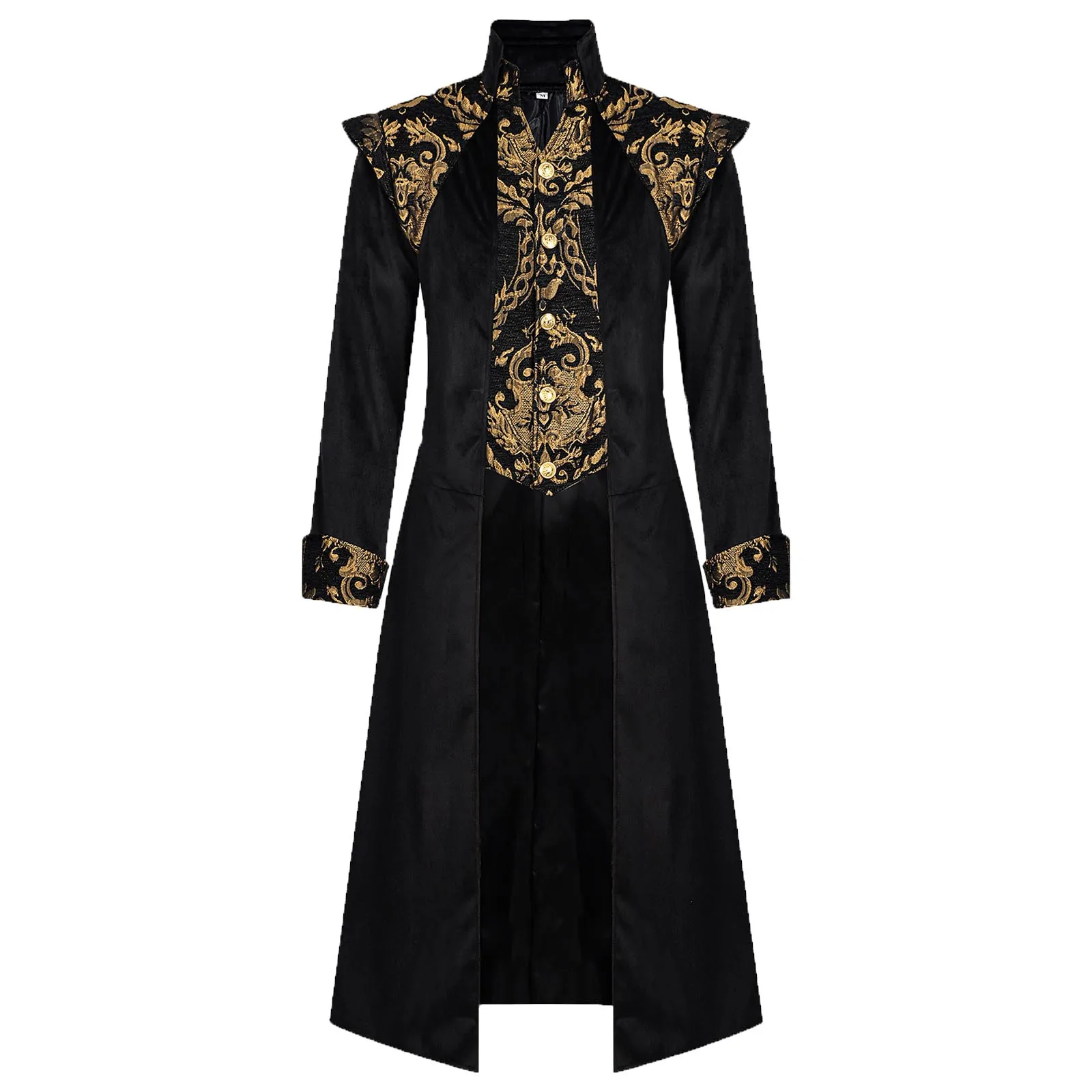 Men'S Steampunk Medieval Tuxedo Jacket Gothic Victorian Dress Coat Gold Brocade Embroidery Coat For Halloween Cosplay Party
Men'S Steampunk Medieval Tuxedo Jacket Gothic Victorian Dress Coat Gold Brocade Embroidery Coat For Halloween Cosplay Party