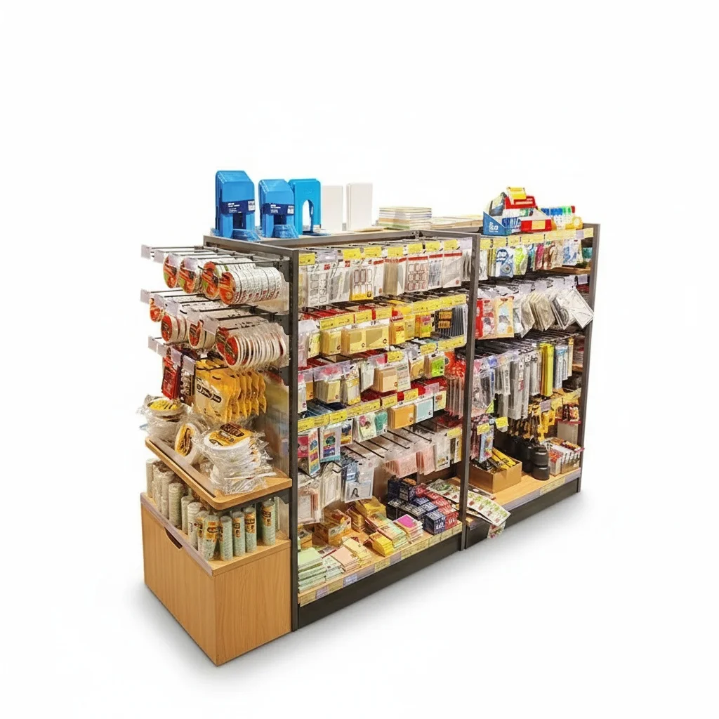 Double-Sided Display Rack, Heavy Duty Wooden Metal Shelving, Premium Custom Retail Fixtures for Stationery Store Shelves
Double-Sided Display Rack, Heavy Duty Wooden Metal Shelving, Premium Custom Retail Fixtures for Stationery Store Shelves