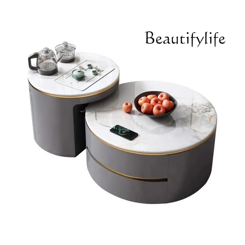 Modern multi-functional tea tea table size round rock slab coffee table combination household tea table integration
Modern multi-functional tea tea table size round rock slab coffee table combination household tea table integration