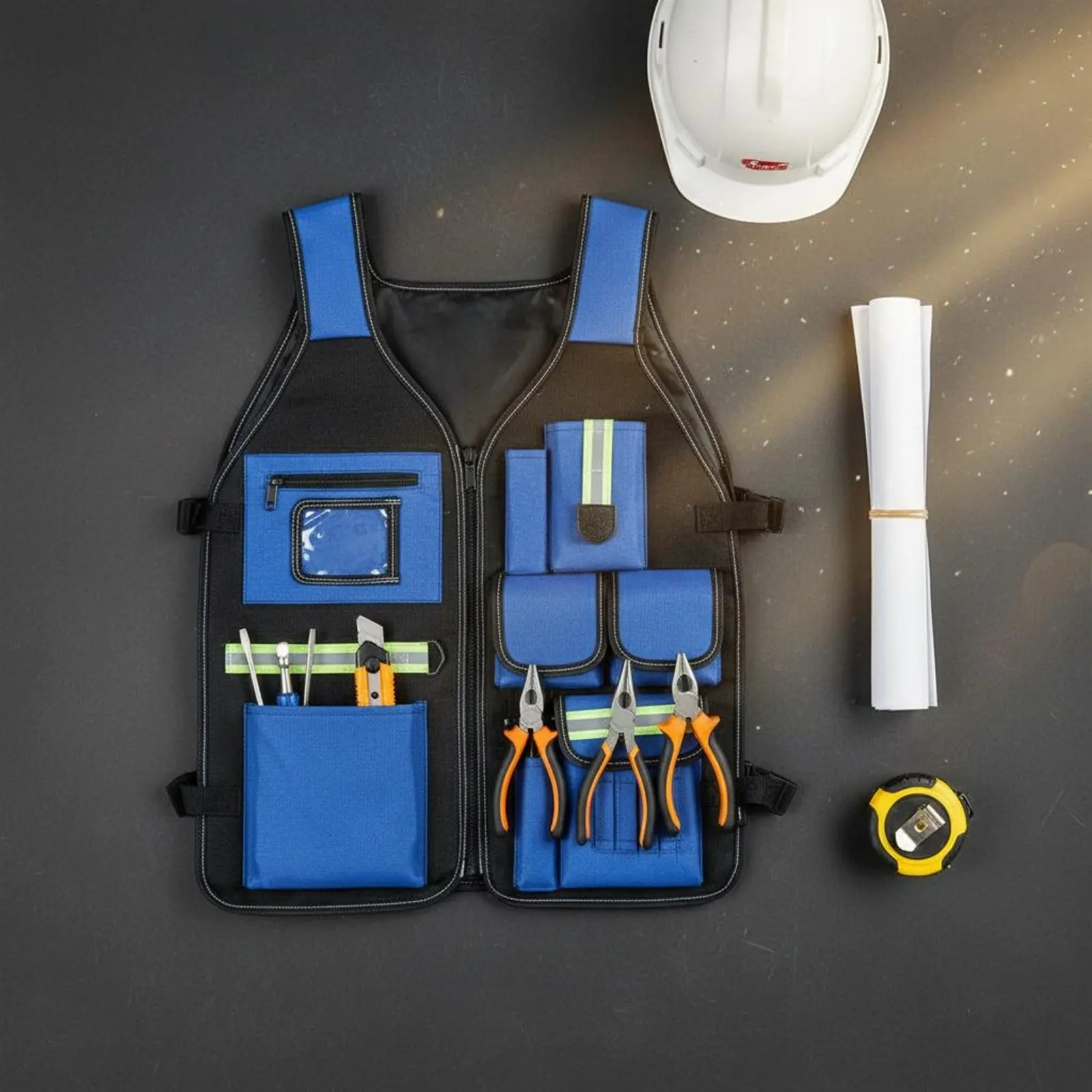 Multi-Pocket Tool Vest Multiple Pockets Electrician Tool Vest Work Gear Adjustable Fit Reflective Strips for Carpenters
Multi-Pocket Tool Vest Multiple Pockets Electrician Tool Vest Work Gear Adjustable Fit Reflective Strips for Carpenters
