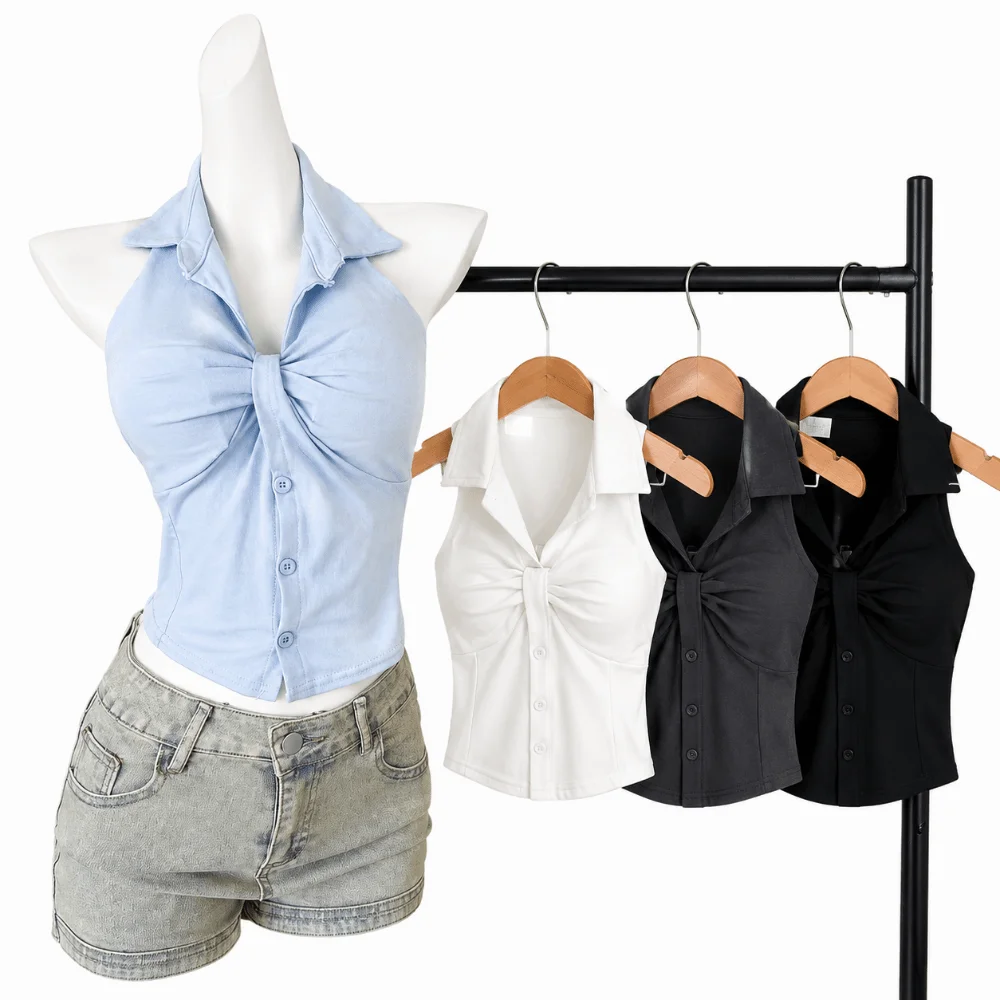 Cotton Twist Neck Tank Top Slim Fitted Cut No Sleeve Sleeveless Knot Blouse Front Twist Collar Casual Knot Detail Sling Ladies
Cotton Twist Neck Tank Top Slim Fitted Cut No Sleeve Sleeveless Knot Blouse Front Twist Collar Casual Knot Detail Sling Ladies