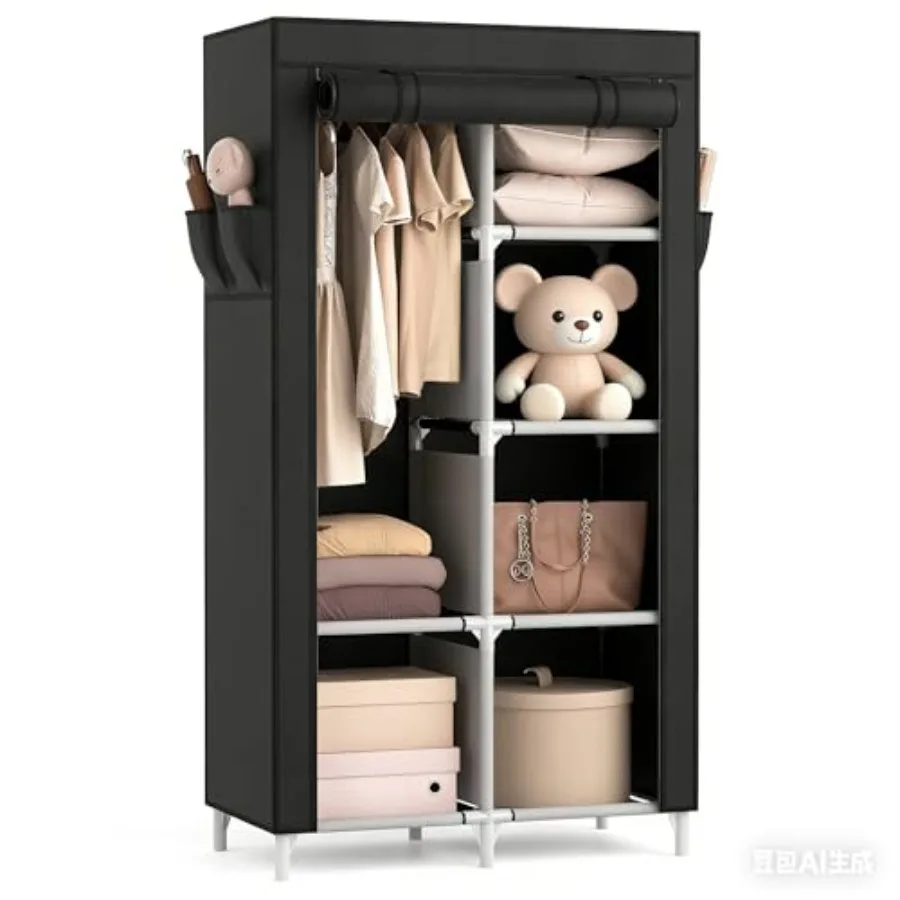 Portable Closet Wardrobe Closet for Hanging Clothes with 6 Storage Shelves 1 Hanging Rod and 4 Pockets Free Standing Closet Clo
Portable Closet Wardrobe Closet for Hanging Clothes with 6 Storage Shelves 1 Hanging Rod and 4 Pockets Free Standing Closet Clo