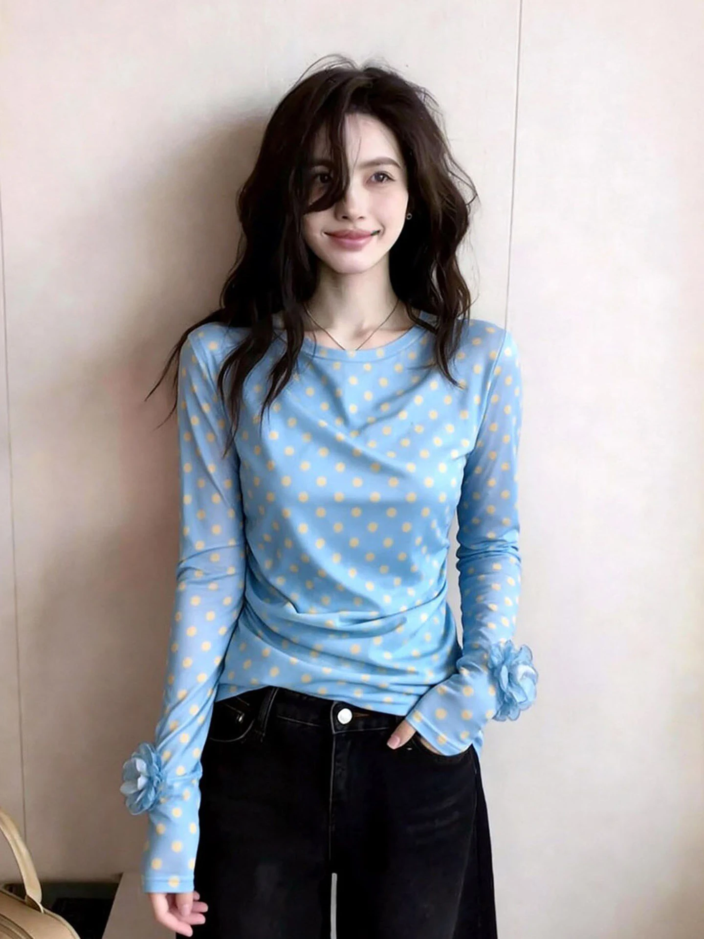 Unique Design Polka Dot Long Sleeve Lace T Shirt Soft Slim Fit Summer Fashionable Elegant Women's Top Casual Style round Neck
Unique Design Polka Dot Long Sleeve Lace T Shirt Soft Slim Fit Summer Fashionable Elegant Women's Top Casual Style round Neck