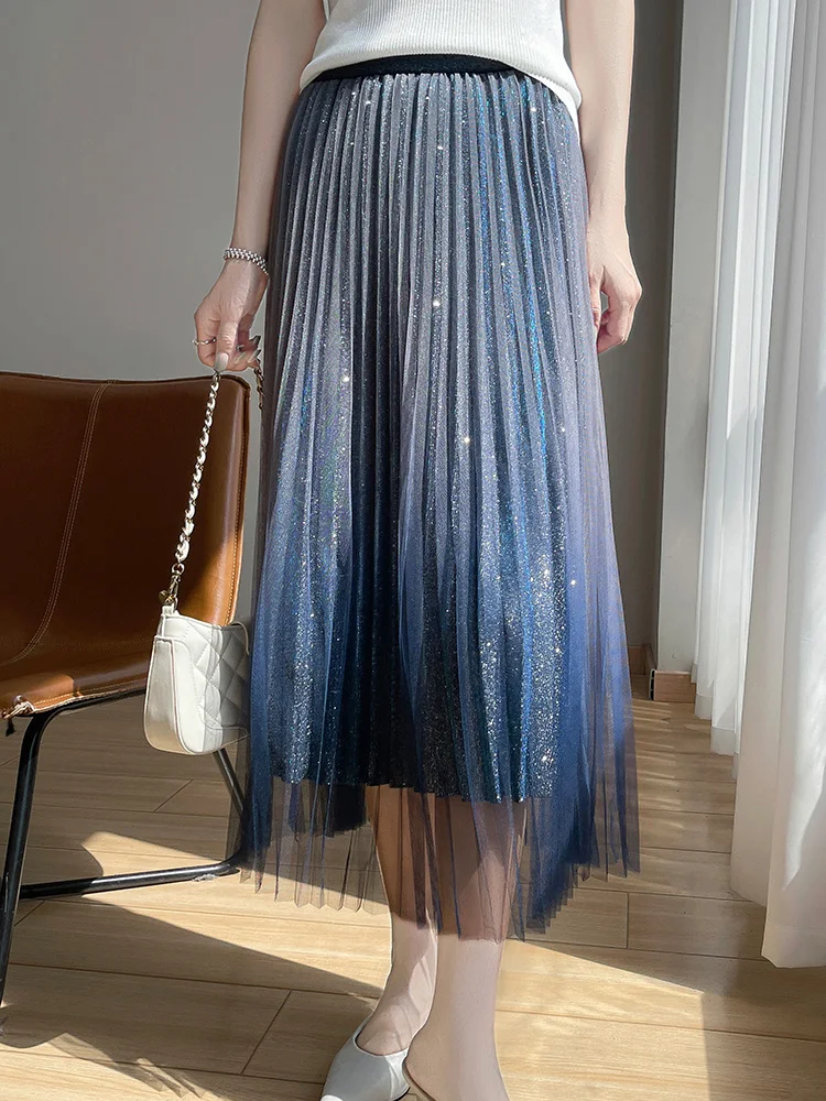 Graduated Color Chiffon Pleated Skirt Women's Elegant Spring New Long A-Line Half Skirt Waist High Flying Semi-Formal Skirt
Graduated Color Chiffon Pleated Skirt Women's Elegant Spring New Long A-Line Half Skirt Waist High Flying Semi-Formal Skirt