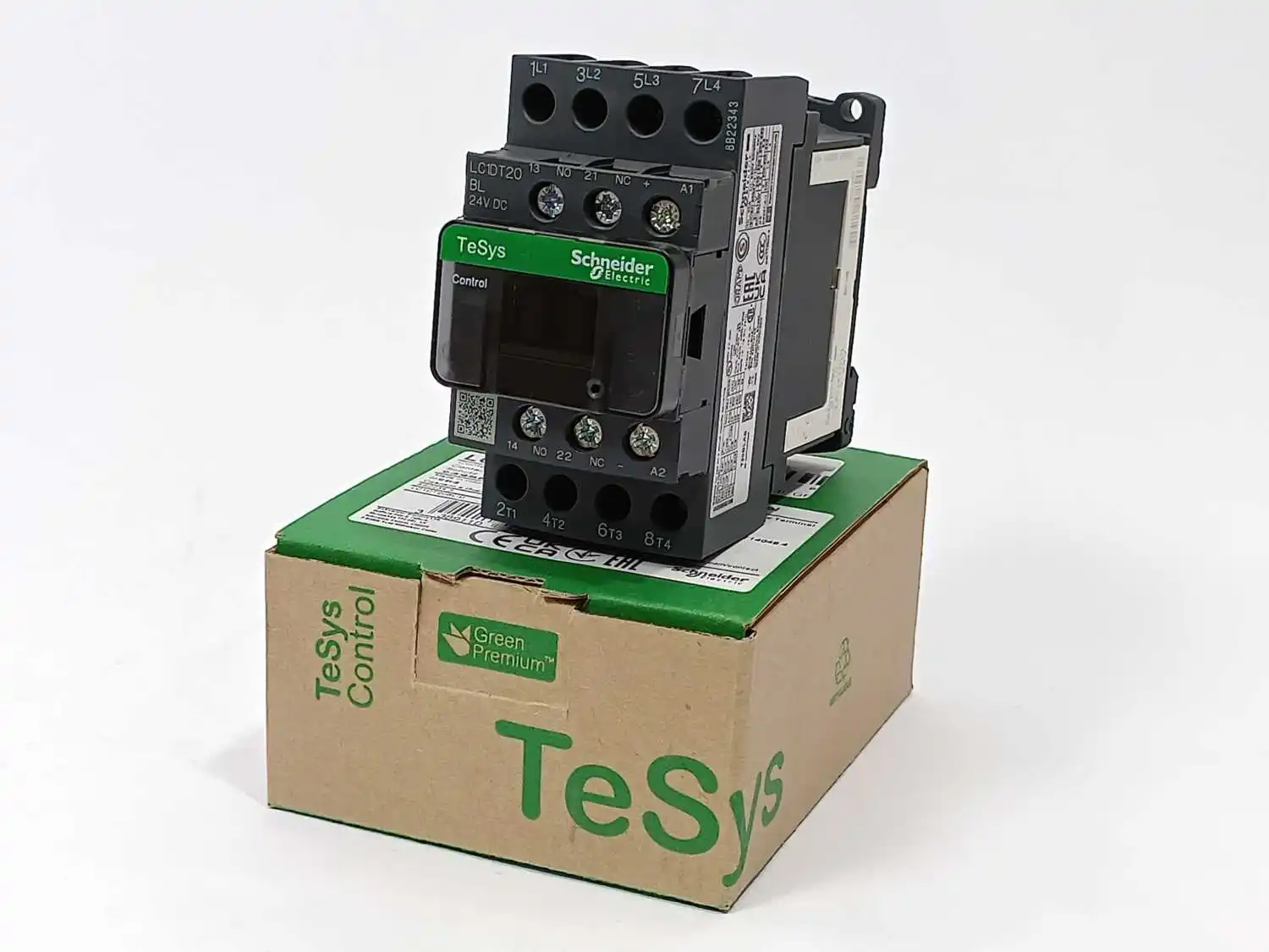 LC1DT20BL IEC contactor, TeSys Deca, nonreversing, 20A resistive, 4 pole, 4 NO, low consumption 24VDC coil, open style
LC1DT20BL IEC contactor, TeSys Deca, nonreversing, 20A resistive, 4 pole, 4 NO, low consumption 24VDC coil, open style
