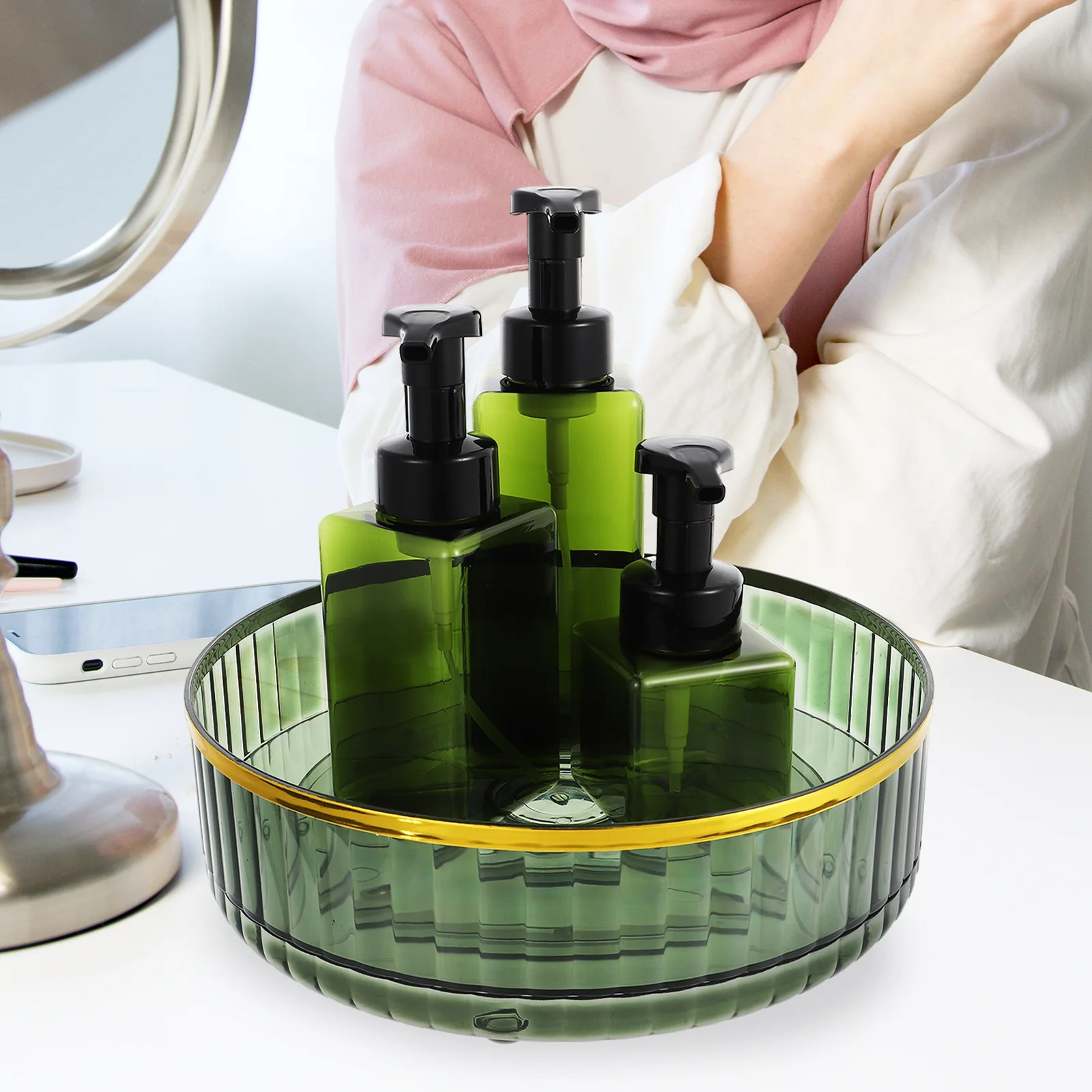 Rotating Desktop Storage Tray Multi-Function Spice Organizer Convenient Household Makeup Holder Storage Stand
Rotating Desktop Storage Tray Multi-Function Spice Organizer Convenient Household Makeup Holder Storage Stand