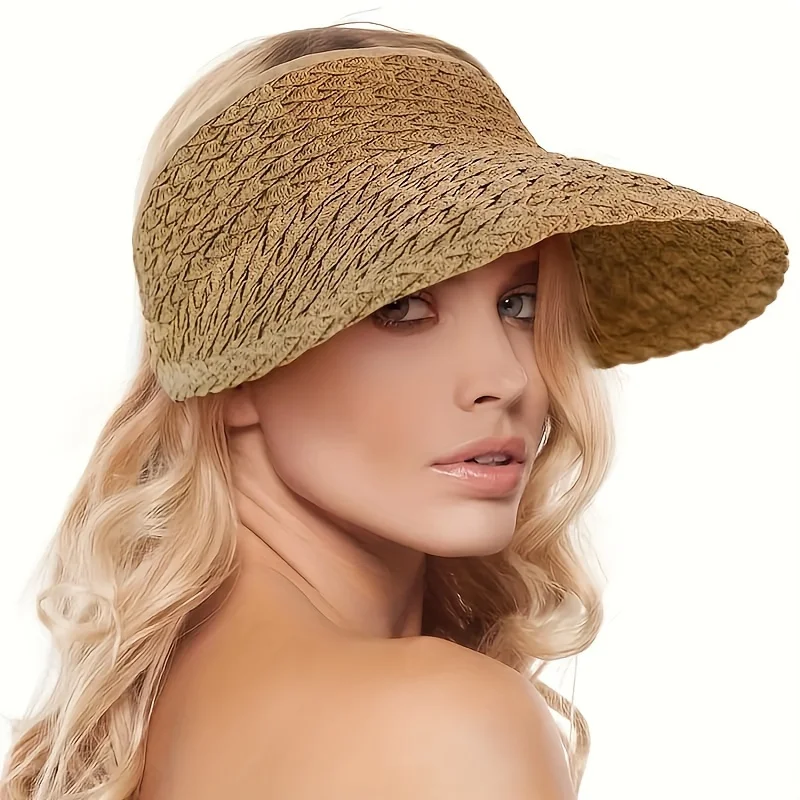 Women's Summer Sun Visor Hat, Foldable Straw Breathable Open-Top , Travel Beach Running Fashion Accessory
Women's Summer Sun Visor Hat, Foldable Straw Breathable Open-Top , Travel Beach Running Fashion Accessory