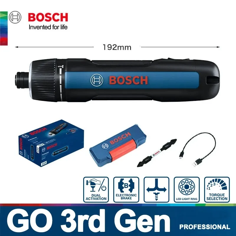 BOSCH GO 3 Cordless Screwdriver 3.6V Lithium-ion Battery Rechargeable Cordless Drill with Box Bosch go3 Professional Tool Set
BOSCH GO 3 Cordless Screwdriver 3.6V Lithium-ion Battery Rechargeable Cordless Drill with Box Bosch go3 Professional Tool Set