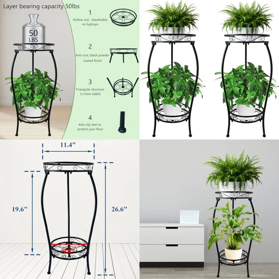 CASIMR 2Pack Plant Stand Indoor Outdoor, 2 Tier 26.6 Tall Metal Potted Holder Rack Multiple Flower Pot Stand Heavy Duty Plant S
CASIMR 2Pack Plant Stand Indoor Outdoor, 2 Tier 26.6 Tall Metal Potted Holder Rack Multiple Flower Pot Stand Heavy Duty Plant S
