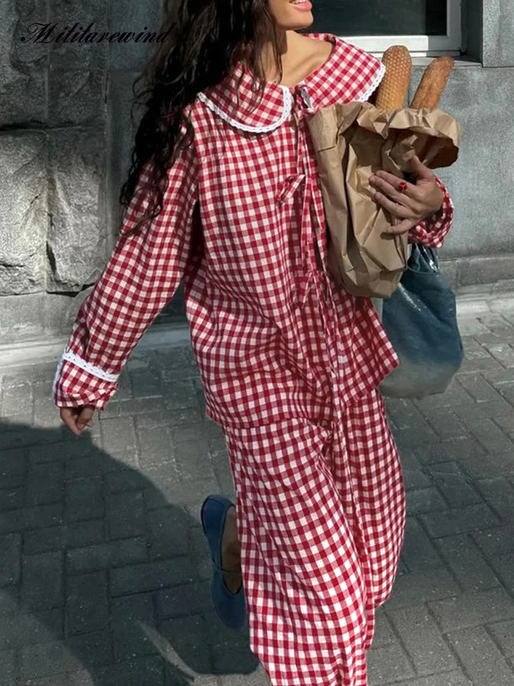 2025 New Spring Autumn Two Pieces Set Women Peter Pan Collar Lace Patchwork Long Sleeve Shirt Women and Full Length Women Pants
2025 New Spring Autumn Two Pieces Set Women Peter Pan Collar Lace Patchwork Long Sleeve Shirt Women and Full Length Women Pants