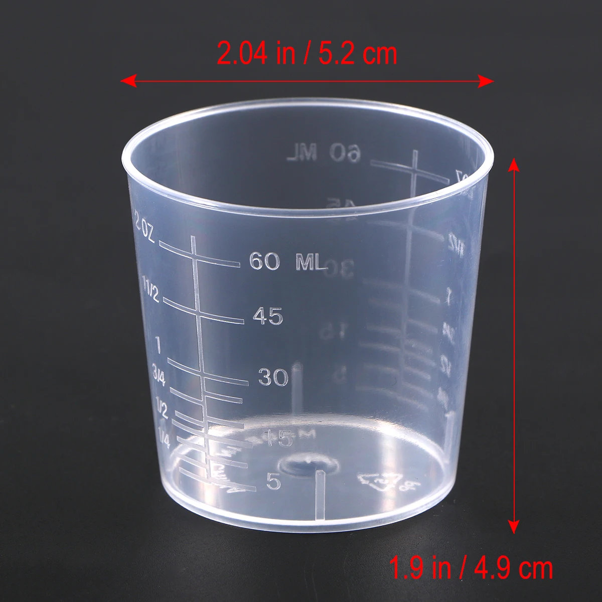 25pcs Measuring Beaker Cups 60ml Plastic Graduated Containers Lab Home Kitchen Thick Design Scale Lines
25pcs Measuring Beaker Cups 60ml Plastic Graduated Containers Lab Home Kitchen Thick Design Scale Lines