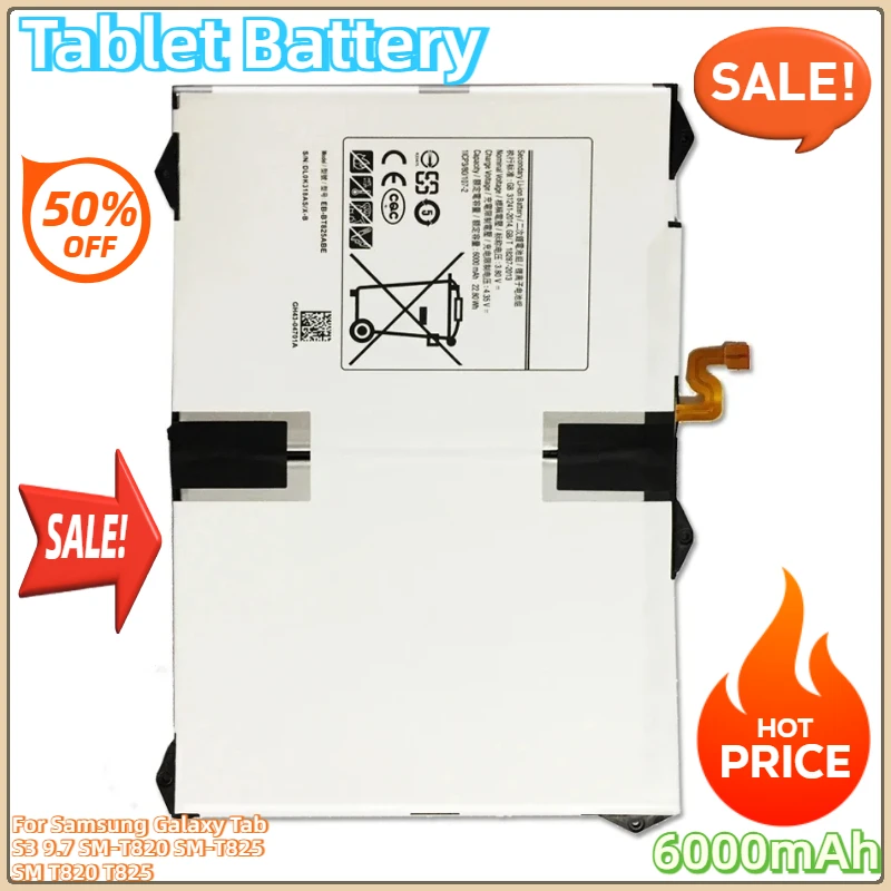 For Samsung Galaxy Tab S3 9.7 SM-T820 SM-T825 SM T820 T825 EB-BT825ABE 6000mAh with Track Code Tablet Battery
For Samsung Galaxy Tab S3 9.7 SM-T820 SM-T825 SM T820 T825 EB-BT825ABE 6000mAh with Track Code Tablet Battery