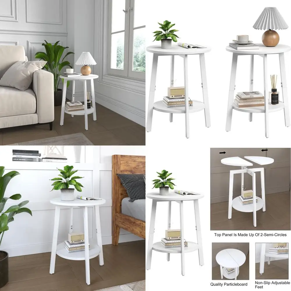 Pair of Compact Round Side Tables with Storage, 2-Tier Nightstands for Living & Bedroom, White
Pair of Compact Round Side Tables with Storage, 2-Tier Nightstands for Living & Bedroom, White