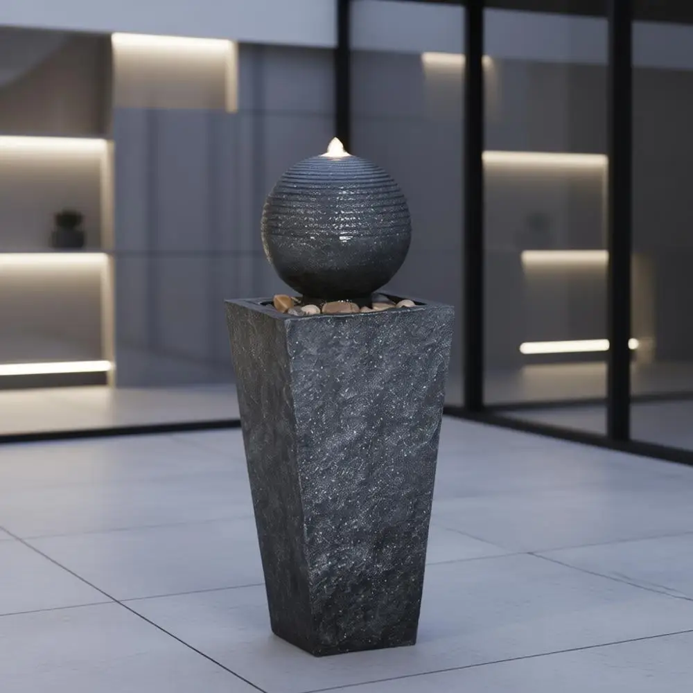 Outdoor Water Fountain with LED Light, Decorative Sphere Pedestal Outdoor Fountain with Submersible Pump, Vintage Waterfall Foun
Outdoor Water Fountain with LED Light, Decorative Sphere Pedestal Outdoor Fountain with Submersible Pump, Vintage Waterfall Foun