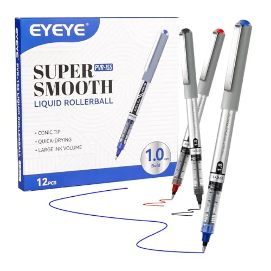 Rollerball Pens 1.0mm, 12 Pack 3 Colors Bold Point Roller Ball Pen Quick Dry, Liquid Ink Rollerball Pens Fine Point Smooth Writ
Rollerball Pens 1.0mm, 12 Pack 3 Colors Bold Point Roller Ball Pen Quick Dry, Liquid Ink Rollerball Pens Fine Point Smooth Writ