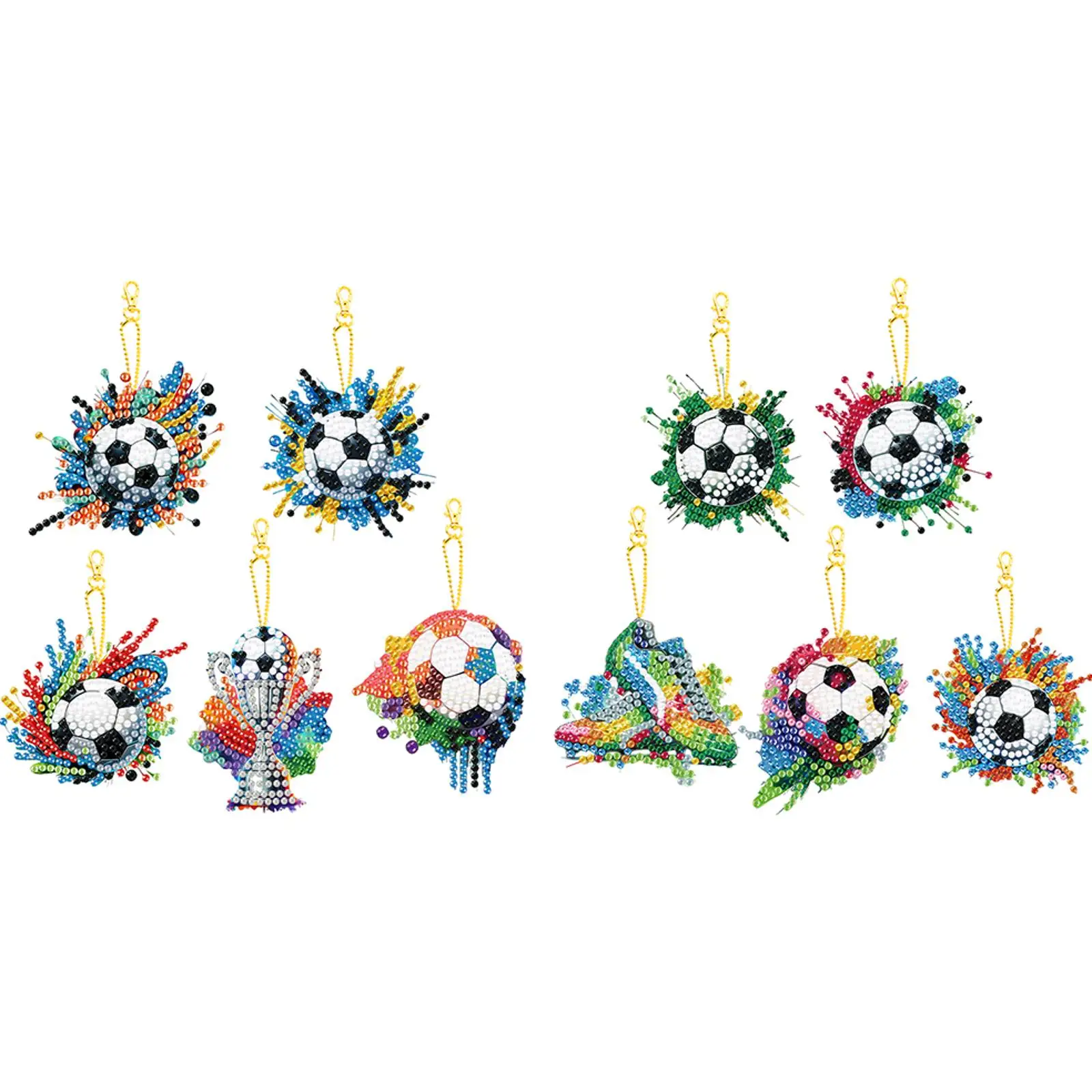 5Pcs Acrylic Double Sided Soccer Diamond Painting Keychain Diamond Painting Art Keychain Pendant for Home Birthday Party Decor
5Pcs Acrylic Double Sided Soccer Diamond Painting Keychain Diamond Painting Art Keychain Pendant for Home Birthday Party Decor