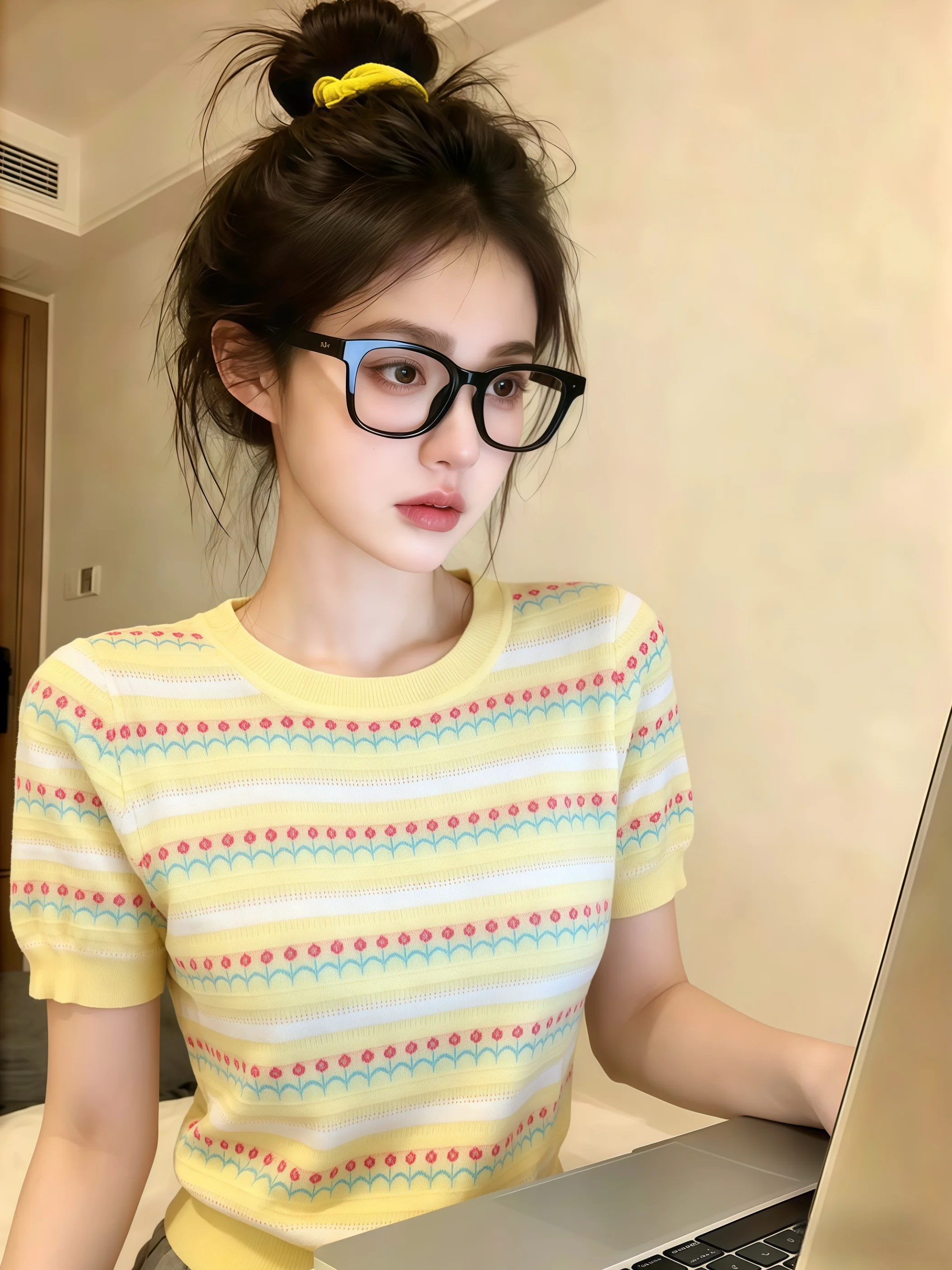 Summer New Style Women's Knitted Short Sleeve round Neck Sweater Self-kept Color Block Stripe Design Age-defying Top
Summer New Style Women's Knitted Short Sleeve round Neck Sweater Self-kept Color Block Stripe Design Age-defying Top
